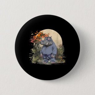 Badge Rond 5 Cm Kickboxing Hippo Arts martiaux Karaté Jiu-Jitsu MM