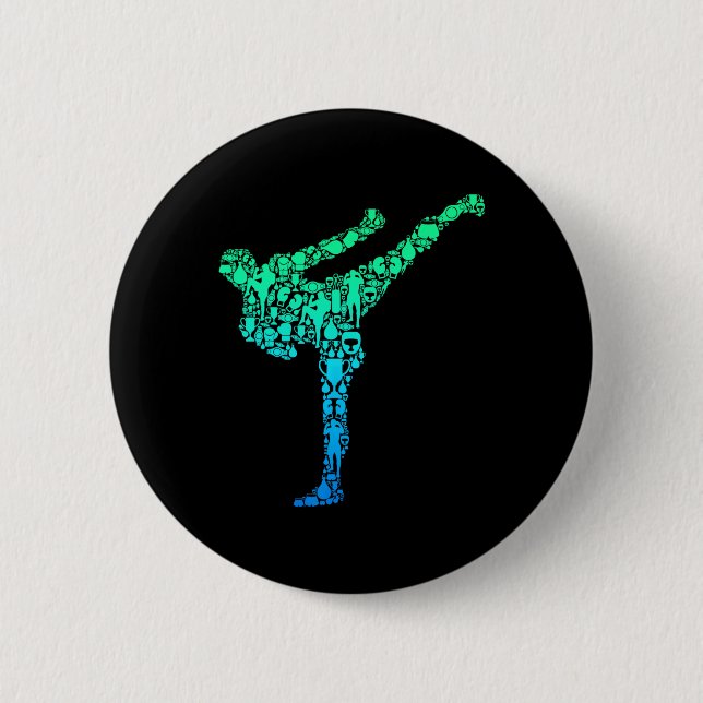 Badge Rond 5 Cm Kickboxing Kickboxer Karate Kids Boys Men  (Devant)