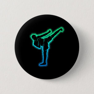 Badge Rond 5 Cm Kickboxing Kickboxer Karaté Taekwondo Enfants Garç