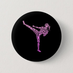 Badge Rond 5 Cm Kickboxing Kickboxeuse Karaté Filles Enfants Femme