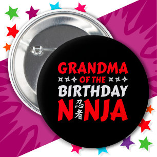 Badge Rond 5 Cm Kids Ninja Party Karate grand-mère de l'anniversai