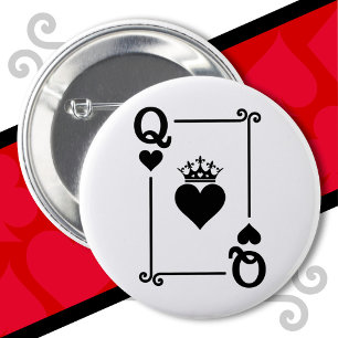 Badge Rond 5 Cm King Queen Hearts Correspondant Couple Queen of He