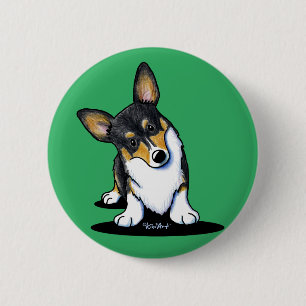 Badge Rond 5 Cm KiniArt Tri Curieux Corgi
