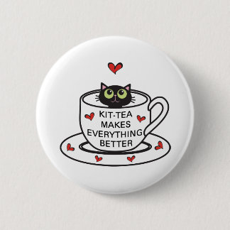 Badge Rond 5 Cm Kit-tea rend tout meilleur bouton