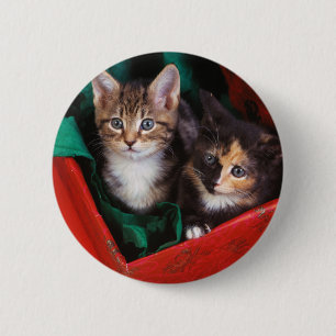Badge Rond 5 Cm Kittens de Noël