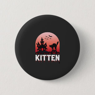 Badge Rond 5 Cm Kitty Halloween Maison Hantée Design de Chat_1