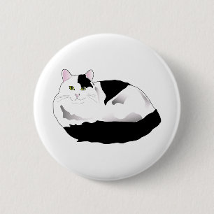 Badge Rond 5 Cm Kitty noir et blanc