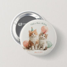 Kitty Party d'anniversaire Chat Mignon Aquarelle