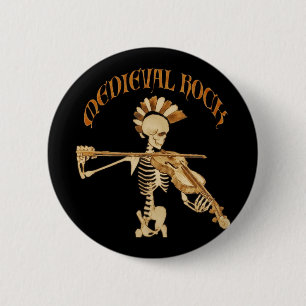 Badge Rond 5 Cm Knochengeiger / Skeleton Fiddler - Medieval Rock