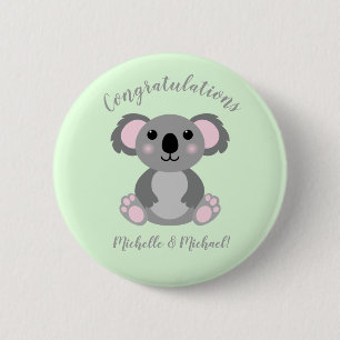 Badge Rond 5 Cm Koala Bear Baby shower Blue Boy