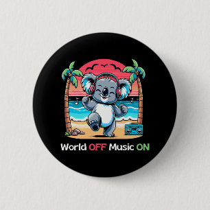Badge Rond 5 Cm Koala vibre sur la plage