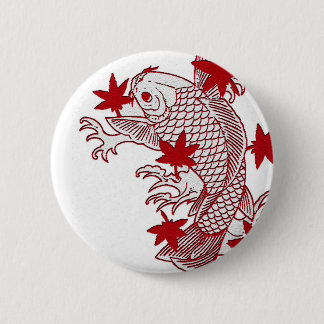 Badge Rond 5 Cm Koi rouge et blanc