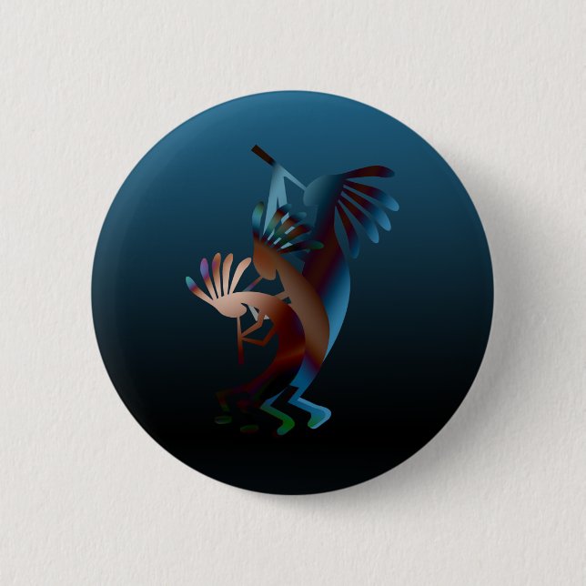 Badge Rond 5 Cm Kokopelli Blues (Devant)