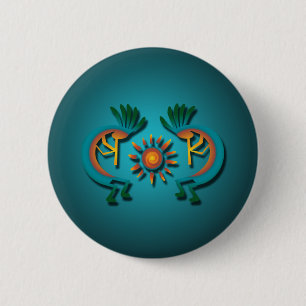 Badge Rond 5 Cm Kokopelli with Sun Button