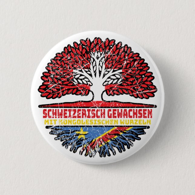 Badge Rond 5 Cm Kongo Kongolesisch Schweizer Baum Wurzel (Devant)