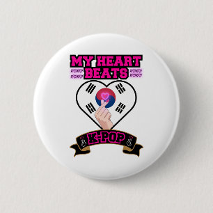 Badge Rond 5 Cm KPop Heart Corée Drapeau Symbole main Design de mu