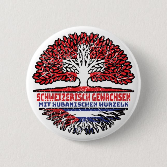 Badge Rond 5 Cm Kuba Kubanisch Schweizer Schweiz Baum Wurzel (Devant)