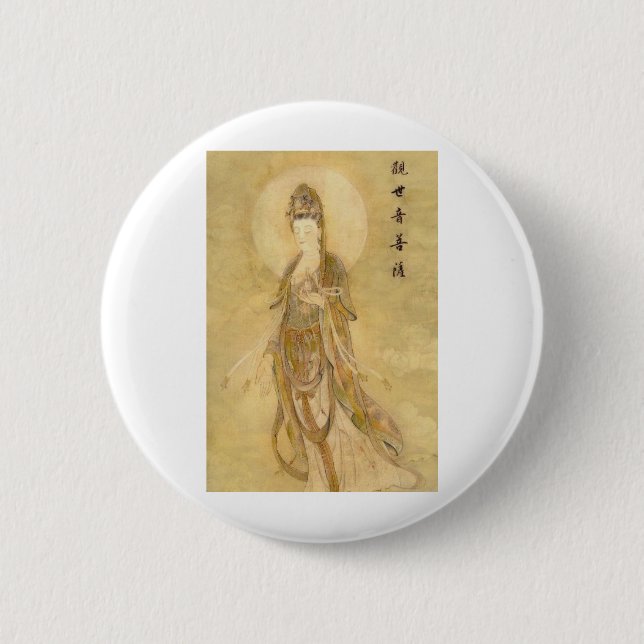 Badge Rond 5 Cm Kwan Yin la déesse de la compassion (Devant)