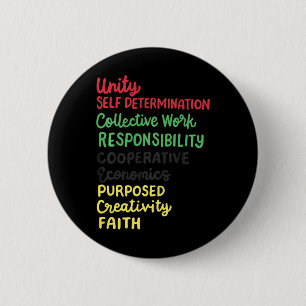 Badge Rond 5 Cm Kwanzaa 7 Principes African American Black Pride