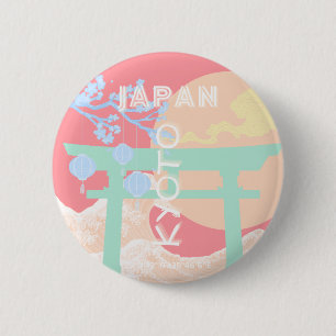 Badge Rond 5 Cm Kyoto Japan Pastel Travel Art