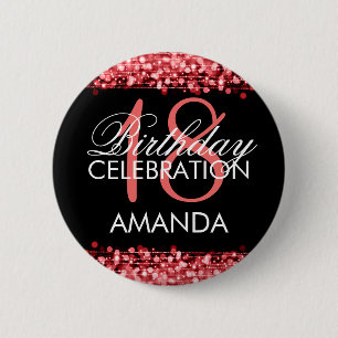 Badge Rond 5 Cm La 18ème fête d'anniversaire élégante miroite
