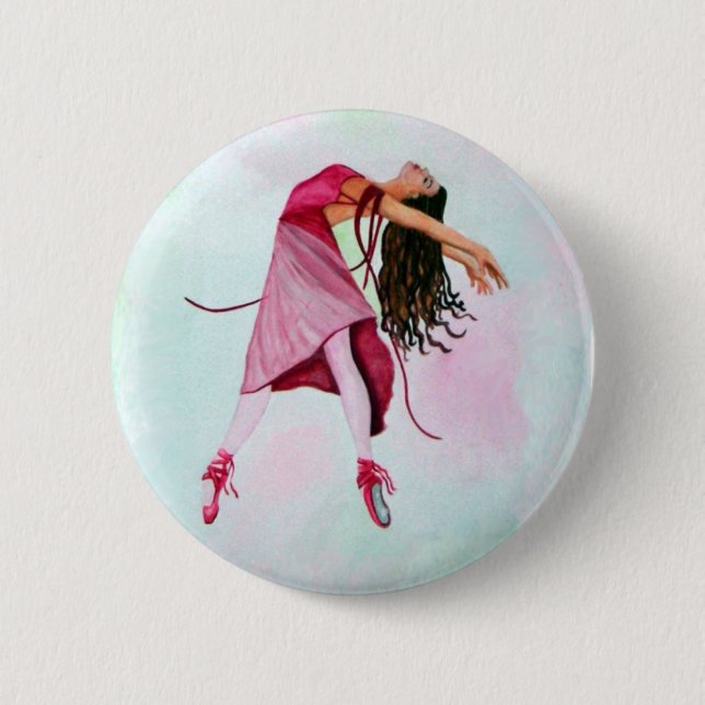 Badge Rond 5 Cm La ballerine rose (Devant)