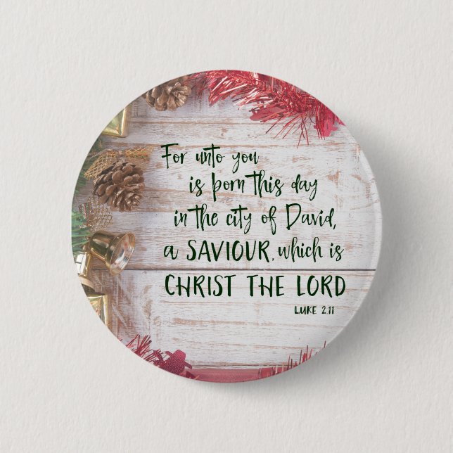 Badge Rond 5 Cm La Bible du KJV Verset Noël (Devant)