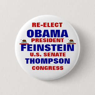 Badge Rond 5 Cm La Californie pour Obama Feinstein Thompson