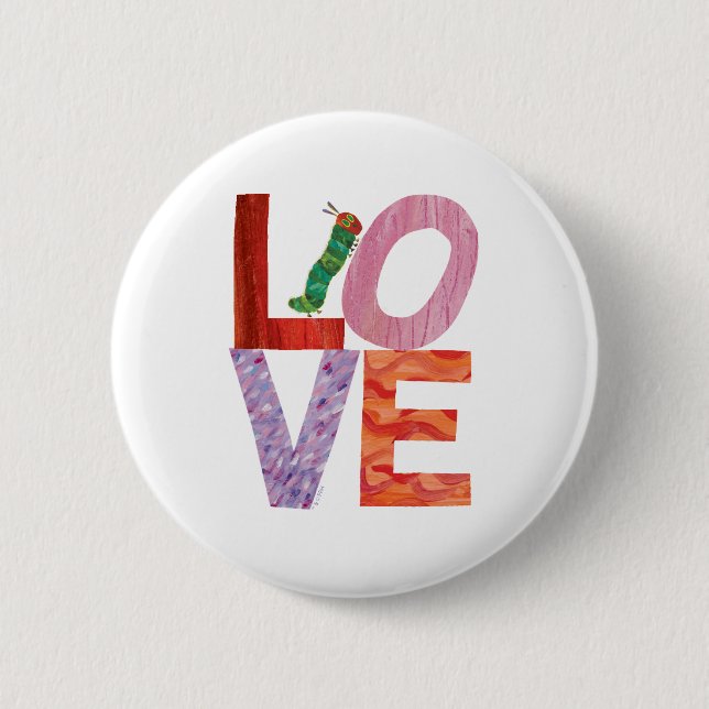Badge Rond 5 Cm La Caterpillar Très Affamée | AMOUR (Devant)