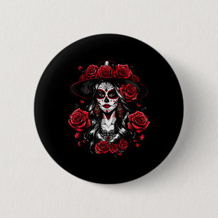 Badge Rond 5 Cm La Catrina Women Dia De Los Muertos Latino Cinco D