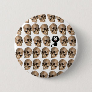 Badge Rond 5 Cm La Chatte au milieu des crânes