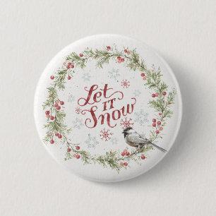 Badge Rond 5 Cm La couronne d'hiver - Laisser neiger