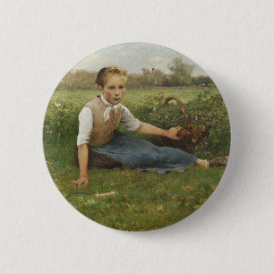 Badge Rond 5 Cm La cueillette fleurit   1882