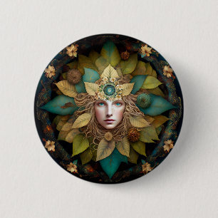 Badge Rond 5 Cm La déesse de la nature Mandala