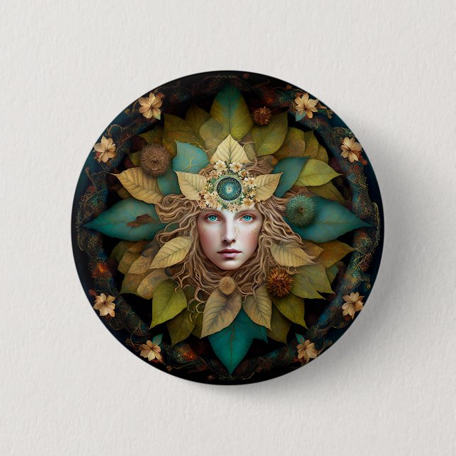 Badge Rond 5 Cm La déesse de la nature Mandala (Devant)