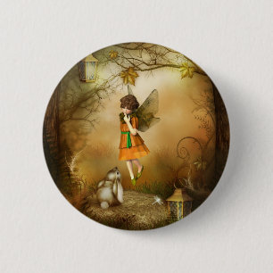 Badge Rond 5 Cm La Fée D'Automne