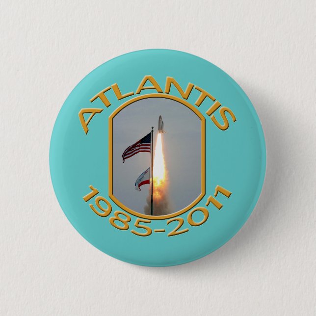 Badge Rond 5 Cm La finale de l'Atlantide de navette spatiale (Devant)