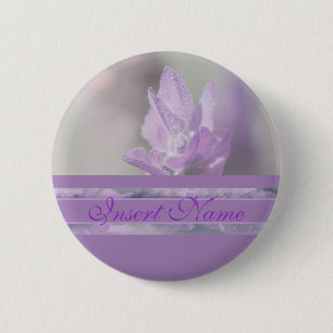 Badge Rond 5 Cm La fleur pourpre de lavande épousant  