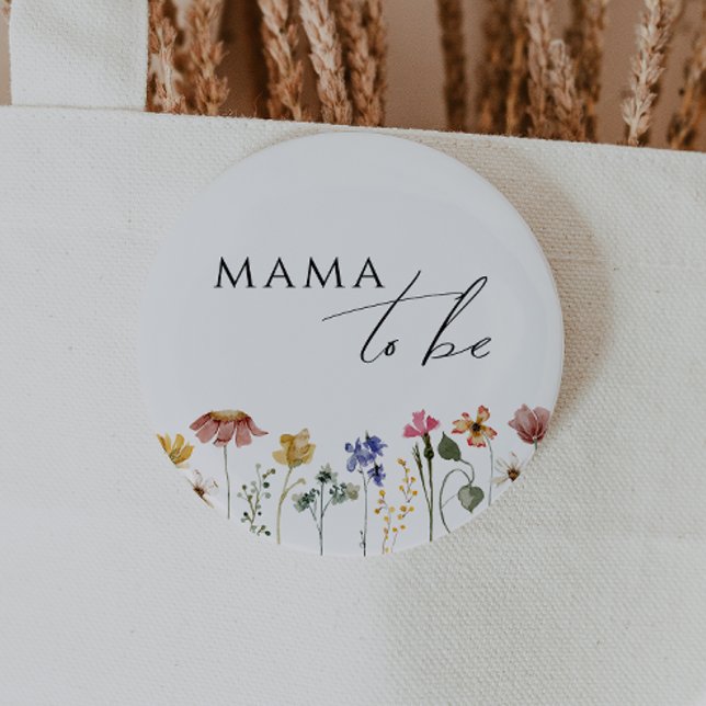 Badge Rond 5 Cm La Fleur sauvage colorée Mama doit être (Créateur téléchargé)