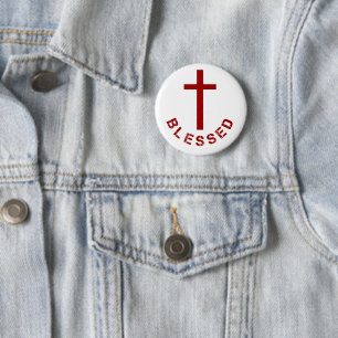 Badge Rond 5 Cm La foi chrétienne bénit la typographie de la Croix