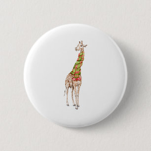 Badge Rond 5 Cm La girafe dans une écharpe
