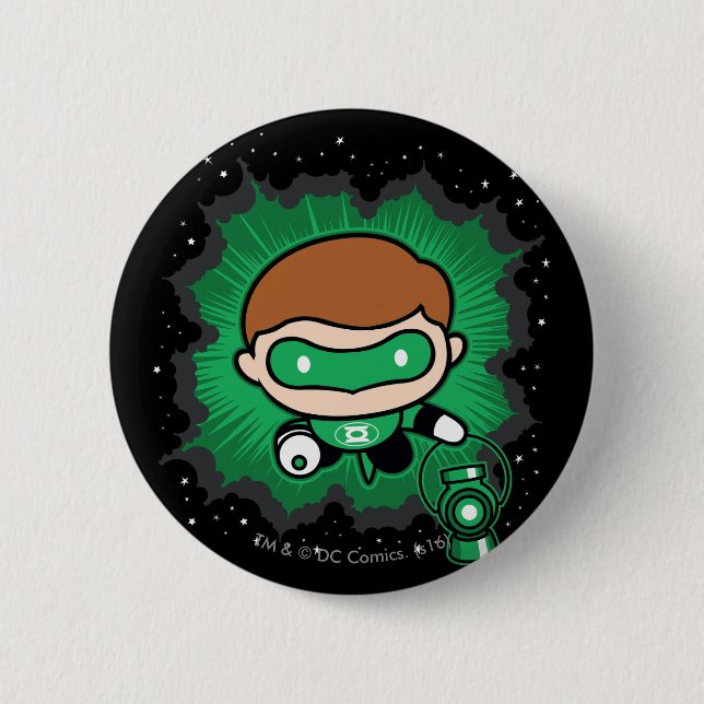 Badge Rond 5 Cm La lanterne verte de Chibi traverse l'espace (Devant)