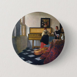 Badge Rond 5 Cm La leçon de musique de Johannes Vermeer (vers 1663