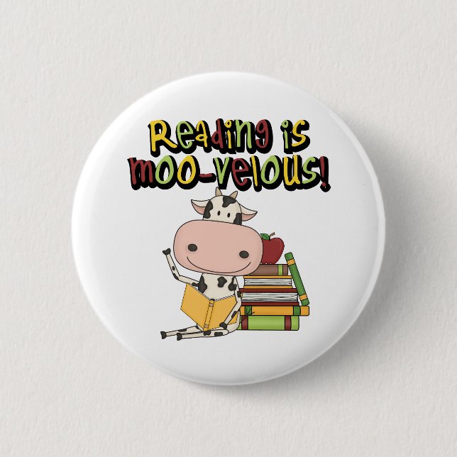 Badge Rond 5 Cm La lecture est MOO-velous (Devant)
