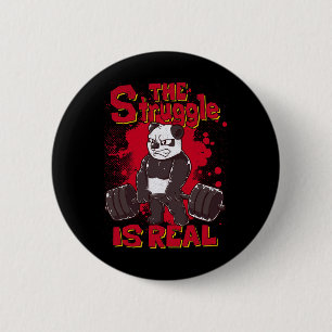 Badge Rond 5 Cm La Lutte Est Vraiment Drôle Panda Gym Bodybuilding