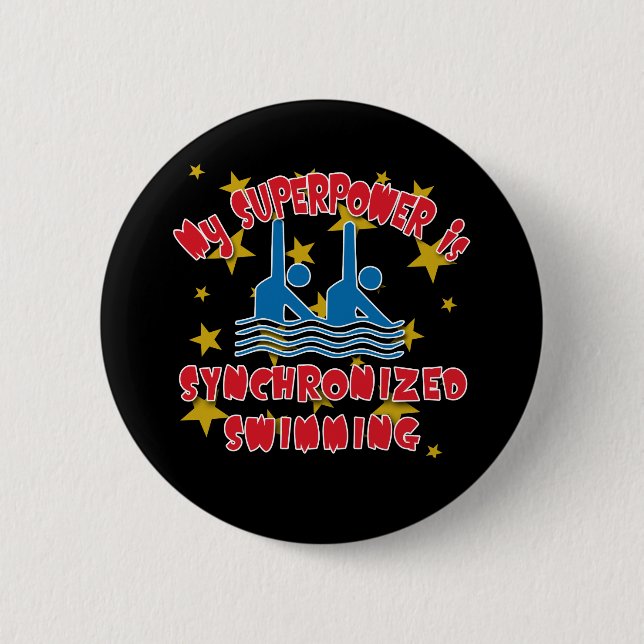 Badge Rond 5 Cm La ma superpuissance est natation synchronisée (Devant)