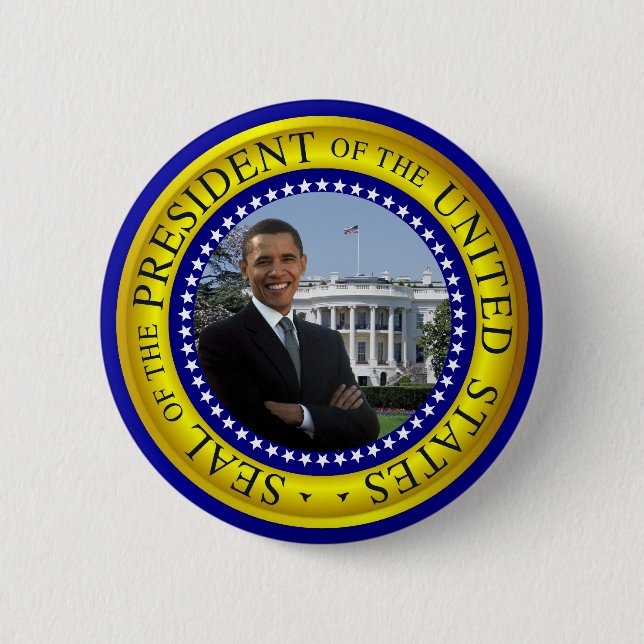 Badge Rond 5 Cm La Maison Blanche d'Obama - bouton présidentiel de (Devant)