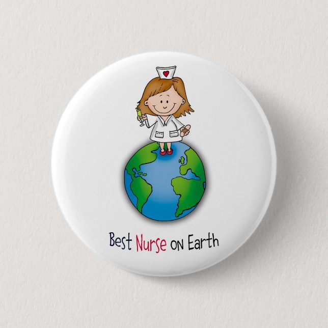 Badge Rond 5 Cm La meilleure infirmière sur terre - jour (Devant)