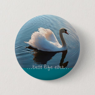 Badge Rond 5 Cm La meilleure vie jamais - cygne - 01