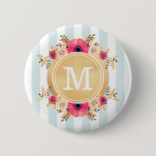Badge Rond 5 Cm La menthe barre le monogramme d'or de Faux de